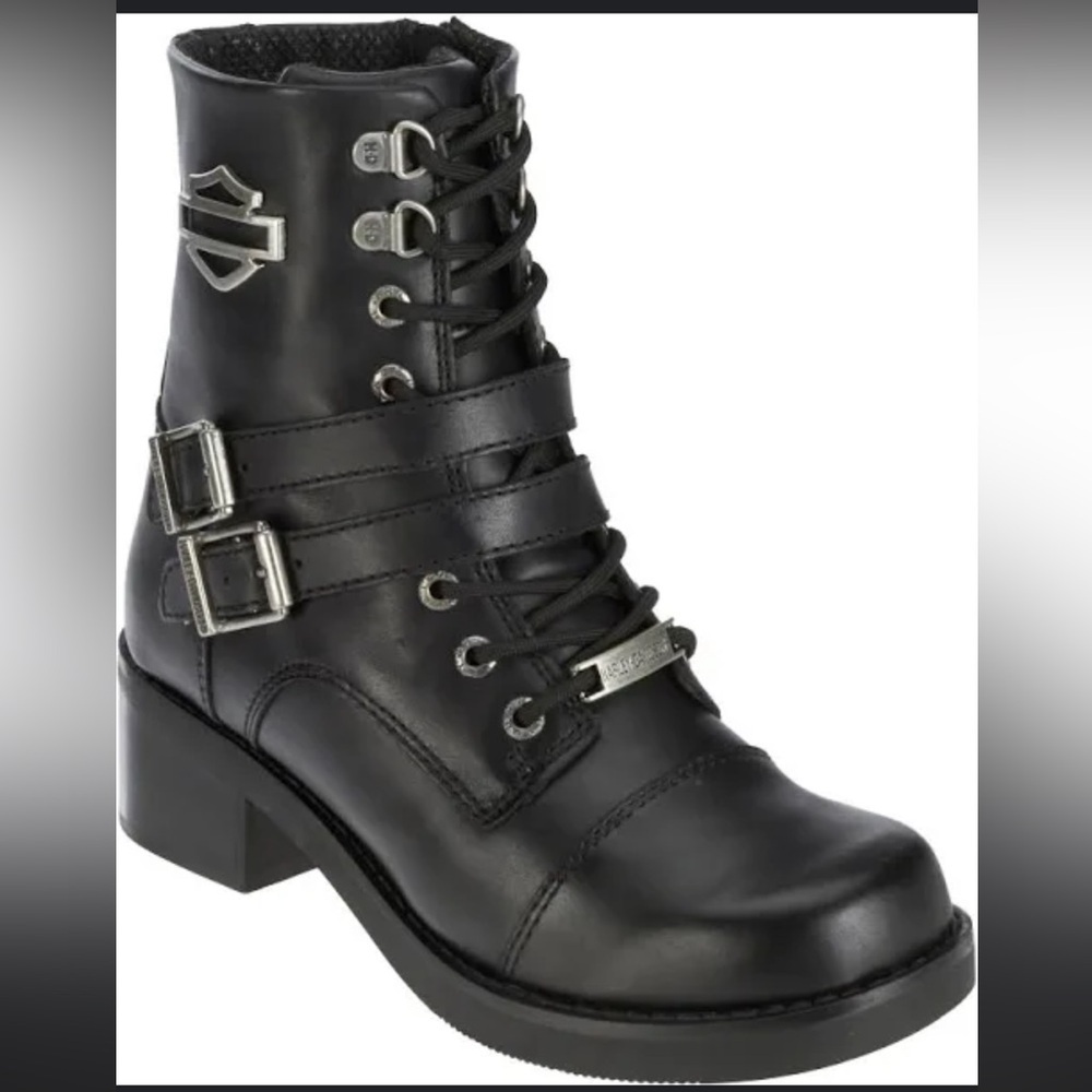Harley-Davidson Black Moto Boots with Buckles 🔥 🏍️